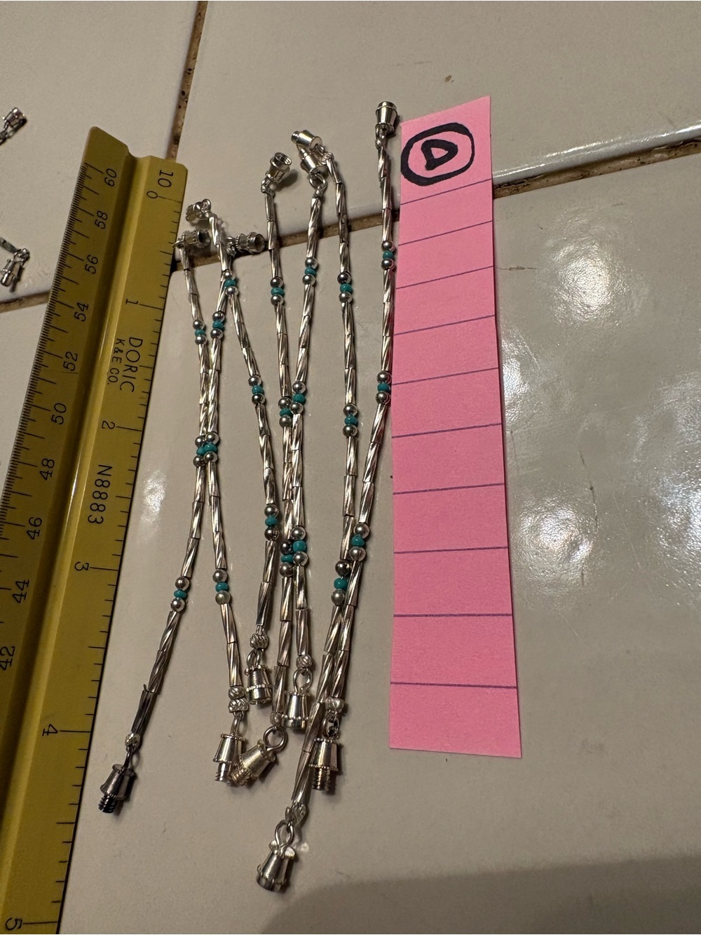 7 Silver-Tone Multi-Chain Bracelets with Turquoise Bead Accents - Women Jewelry